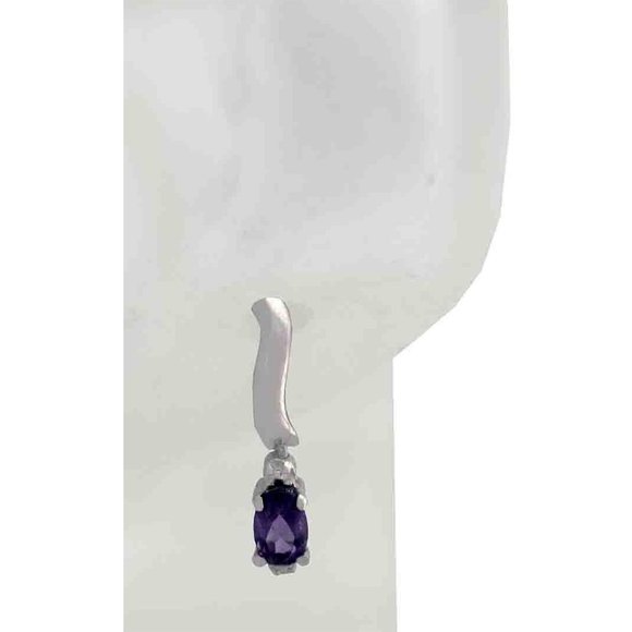 Amazon.com: 14k White Gold Amethyst Post Dangle Earrings  Genuine Amethyst Dangling Earrings 14K White Gold